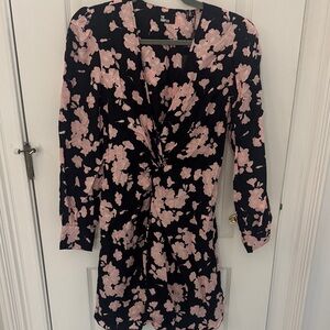 The Kooples Black and Pink Floral Long Sleeve Dress